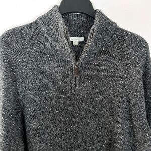 Garnet‎ Hill 1/4 Zip Merino Alpaca Blend Sweater XL Gray Classic Preppy Academia
